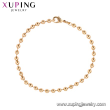 Joyería de la manera de 75185 Xuping hecha en la pulsera simple al por mayor del grano del oro de China para las mujeres